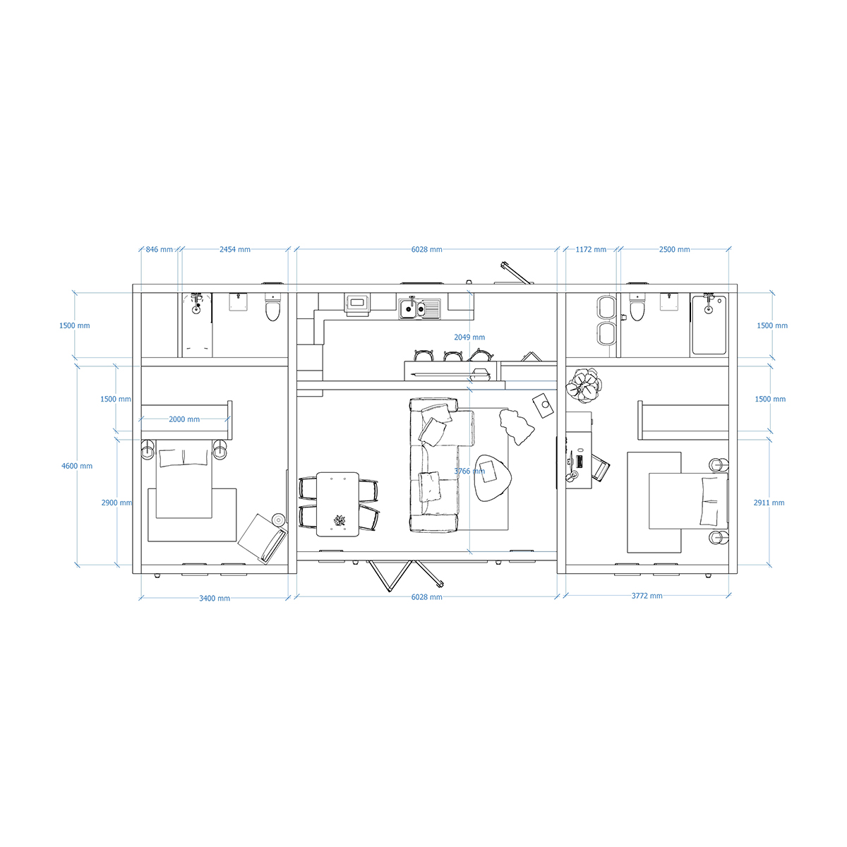 Floorplan of large bespoke mobile home